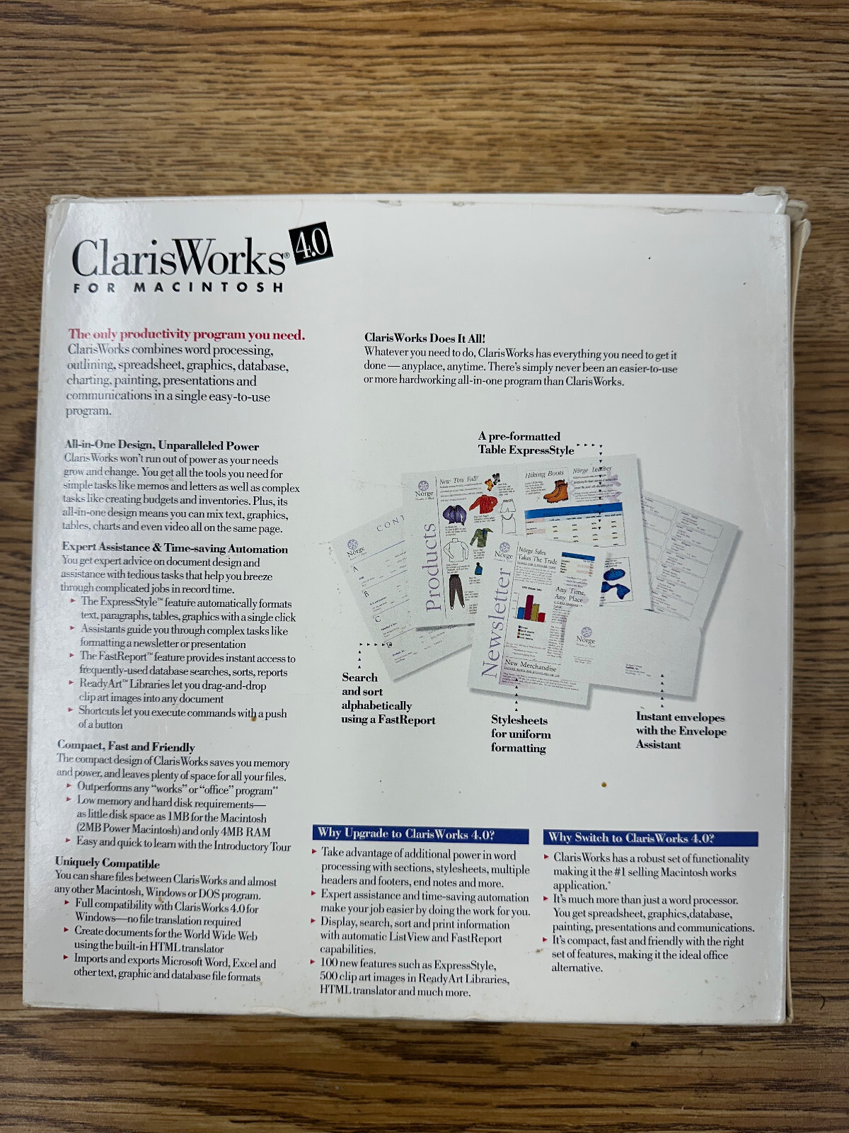 CLARISWORKS 4.0 FOR MACINTOSH COMPLETE 3.5″ DISCS
