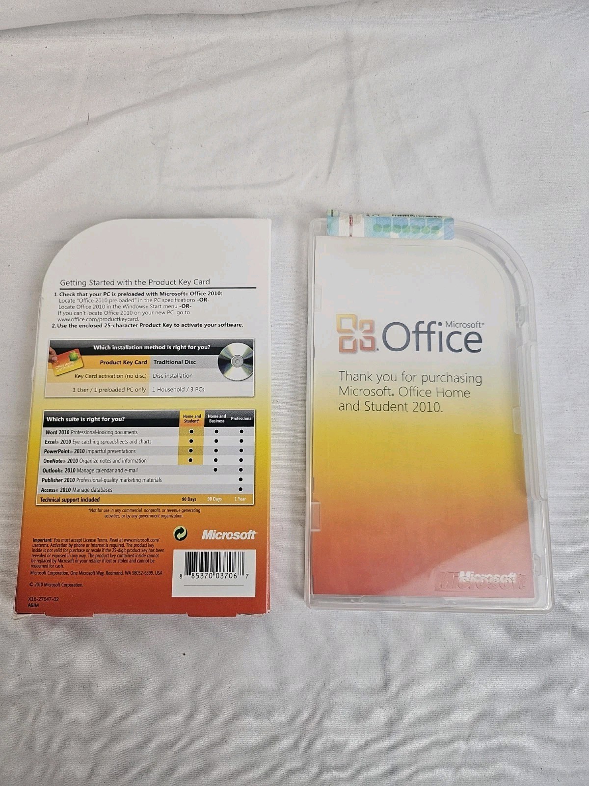 Genuine Microsoft Office Home and Student 2010 Product Key Card