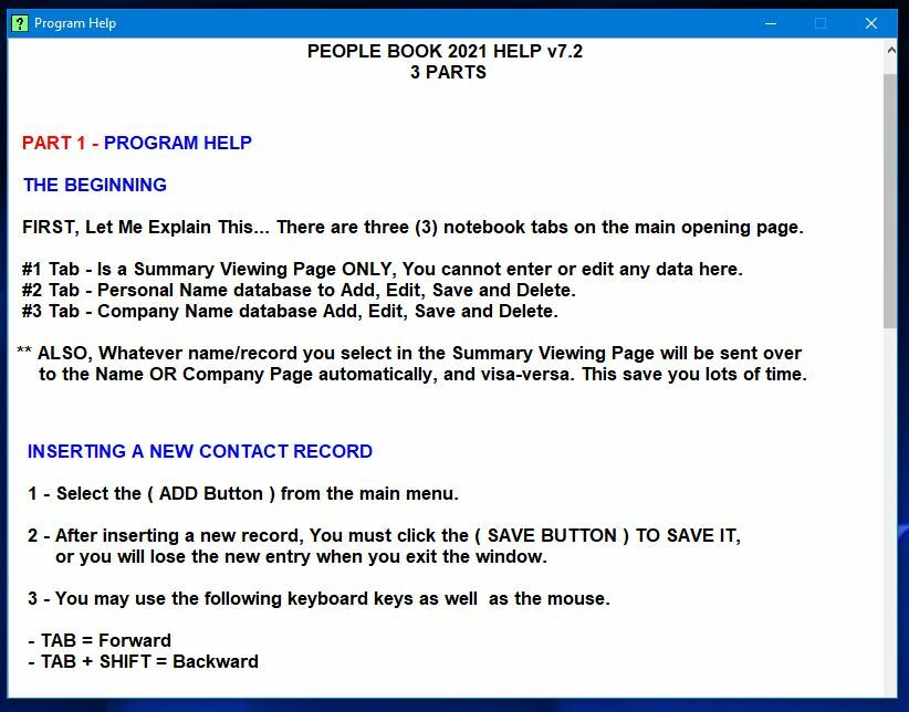 People Book 2021 Software Name, Address & Phone Database for Windows by KJ4IYE