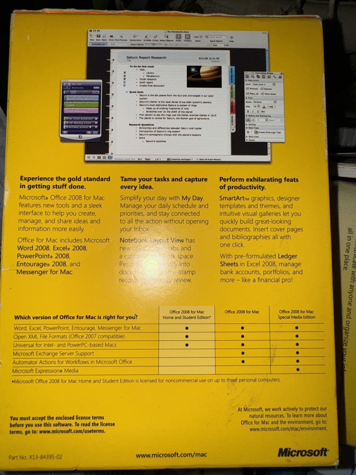 Microsoft Office 2008 Home & Student Edition for Mac w/ 3 Product Keys
