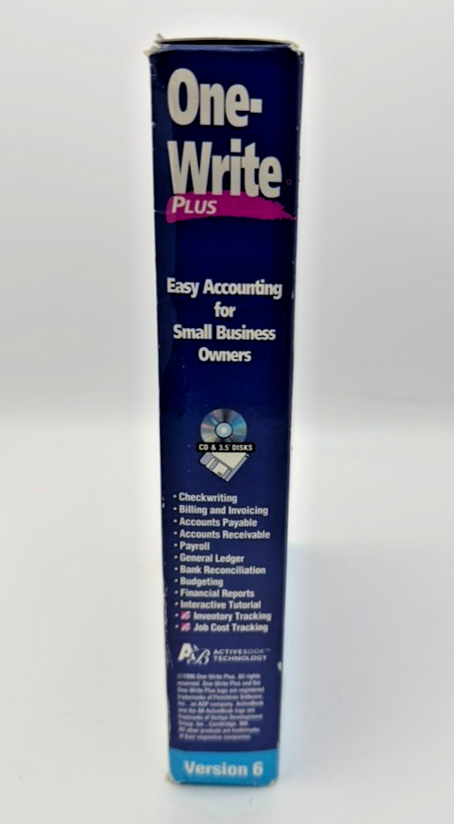 Vtg One-Write Plus v6.01 Accounting Payroll CD/Floppy PC Win 3.1/95 English ADP