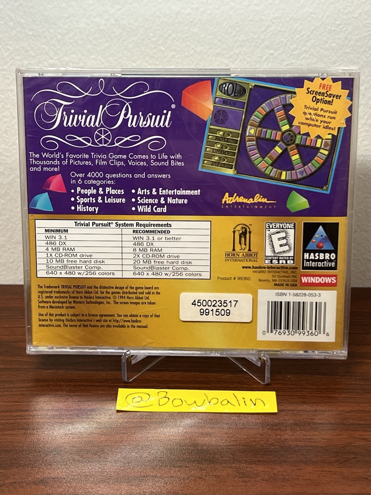 Trivial Pursuit (CD-ROM PC Game, 1994) Hasbro Interactive Vintage New & Sealed