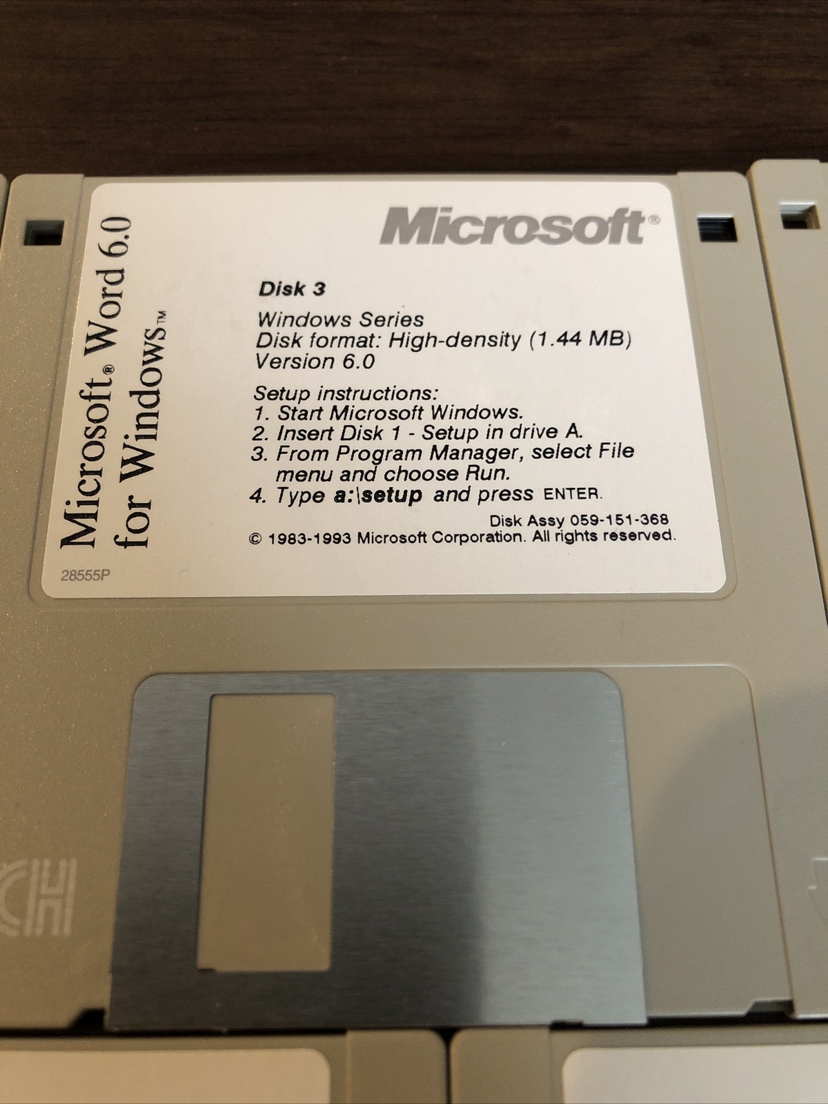 MICROSOFT WORD 6.0 FOR MS-WINDOWS ON (9) 3.5” FLOPPY DISKS – 100% TESTED