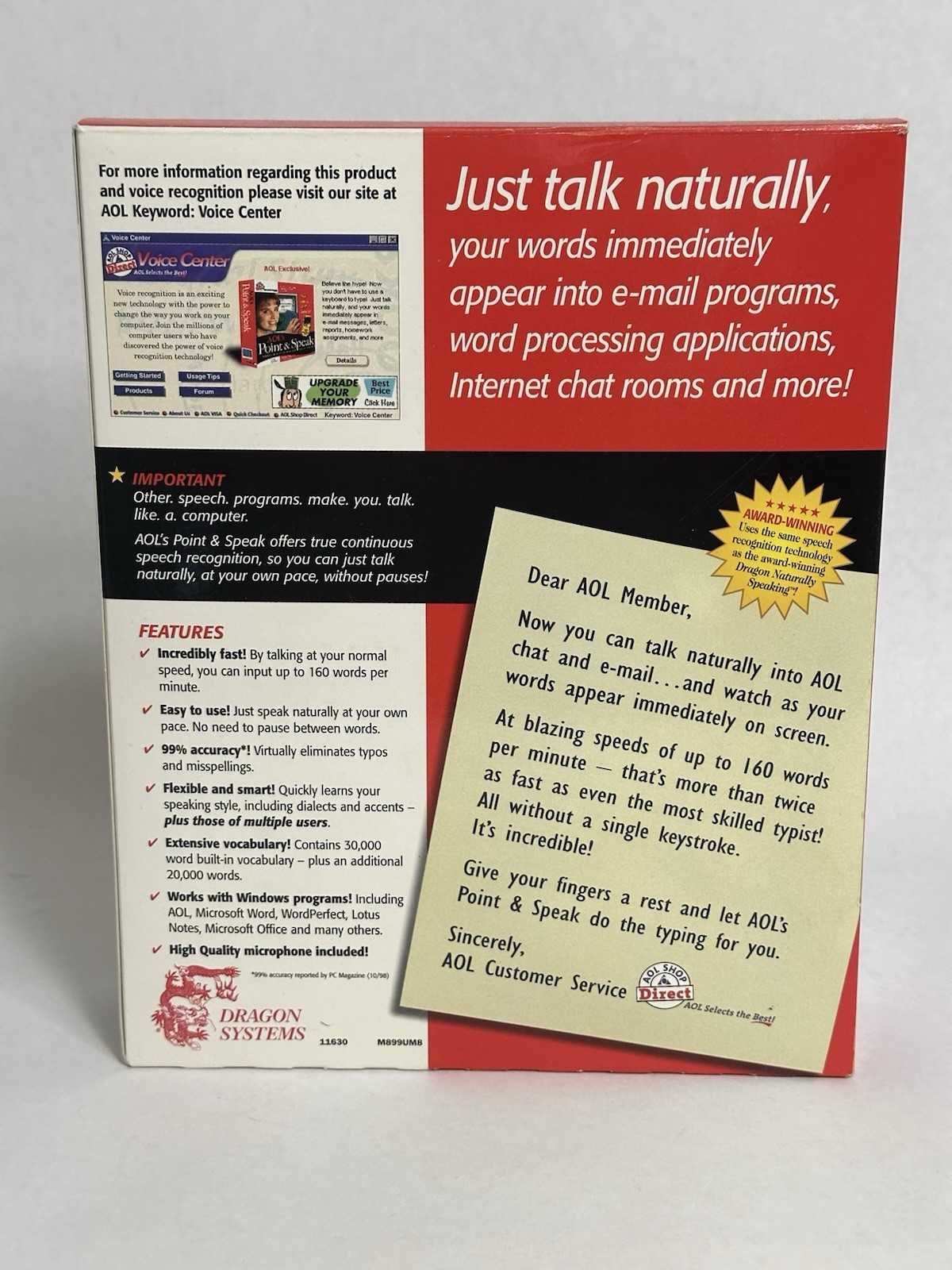 AOL’s Point & Speak Speech Recognition |Dragon Systems headset software dummies