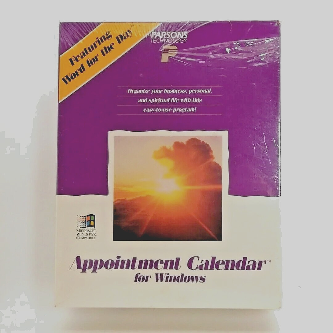 Vintage Appointment Calendar for Windows PC Software 1990 Parsons 3.5 Floppy NEW