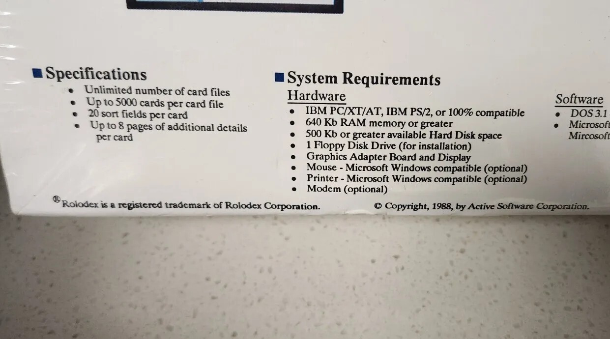 Ontrak Information Organizer Active Software IBM PC Vintage Rare New Sealed
