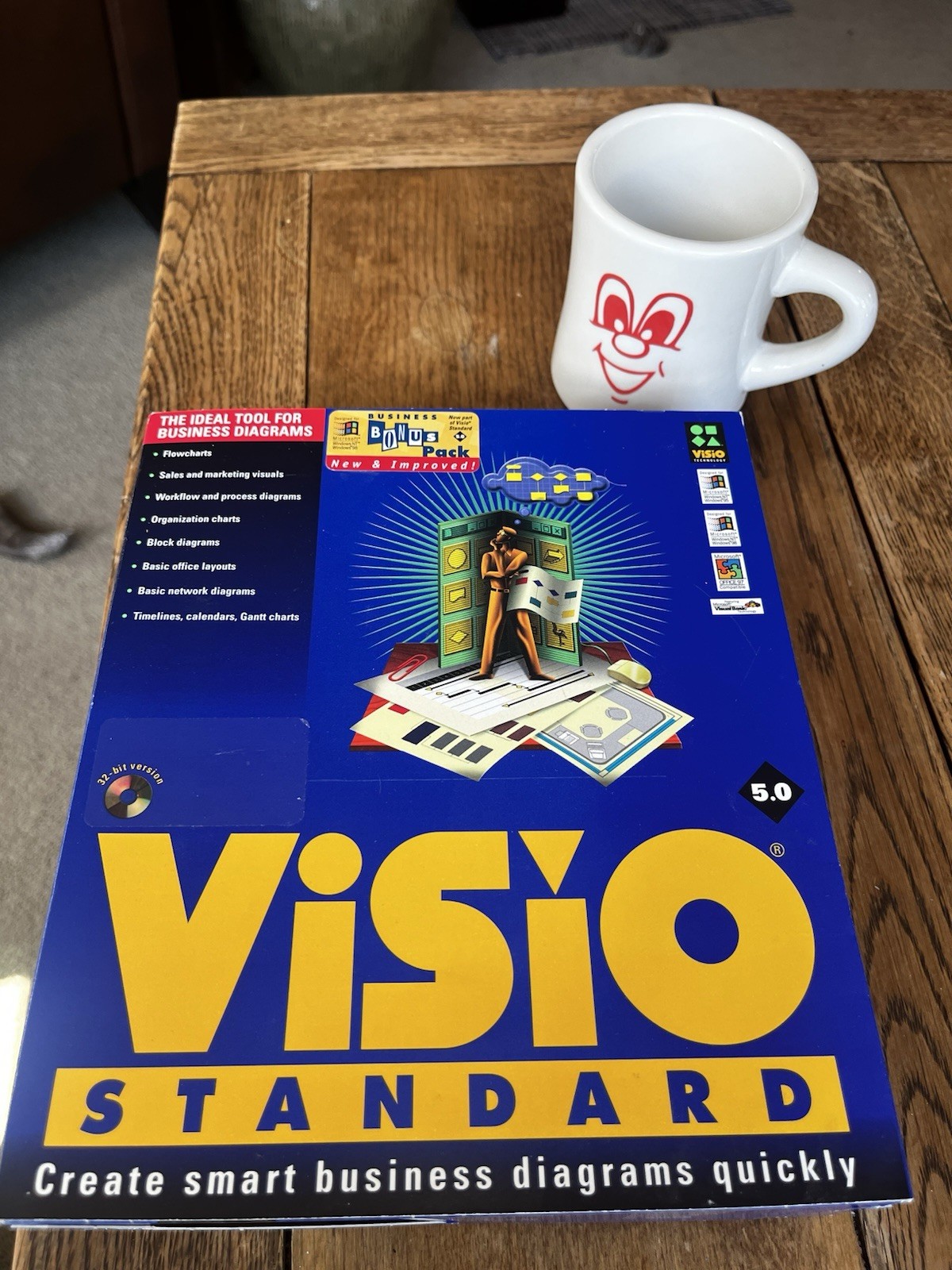 NEW Visio Standard 5.0 Retail Software Windows 95 NT 4.0 Charts 1997 Sealed
