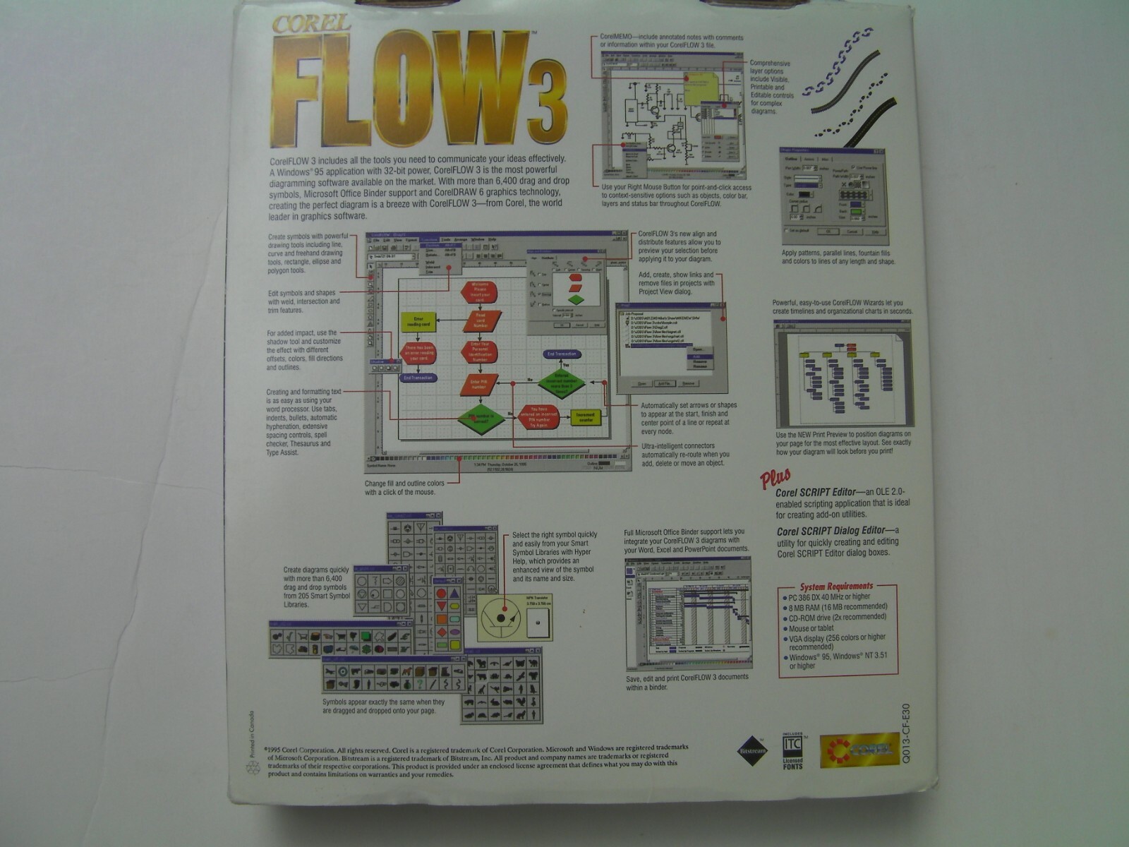 Flow 3 Corel Version 3 software FLOW3 and user manual, Windows 95