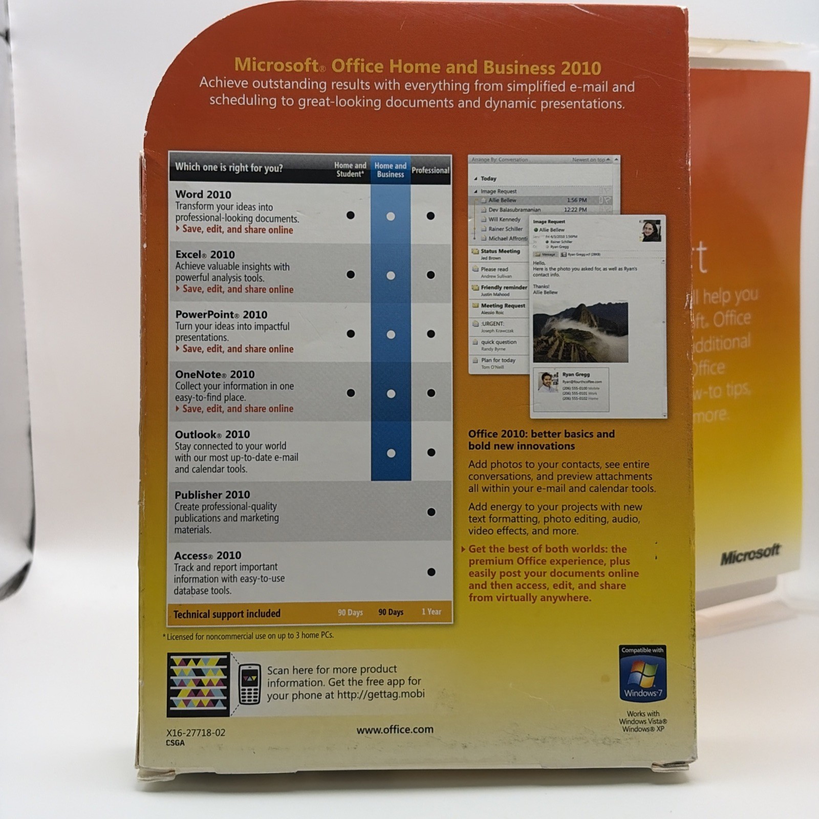 Microsoft Office Home and Business 2010 / Full Retail T5D-00417 / Genuine Key