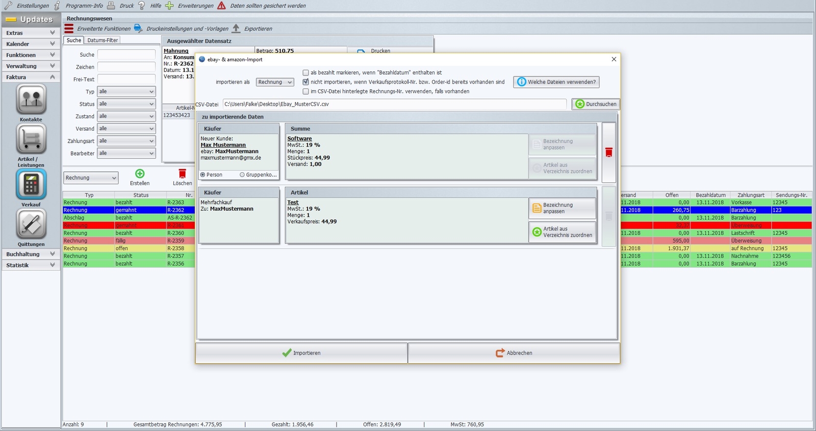 Invoice program network for 10 computers, server, client, software for offices