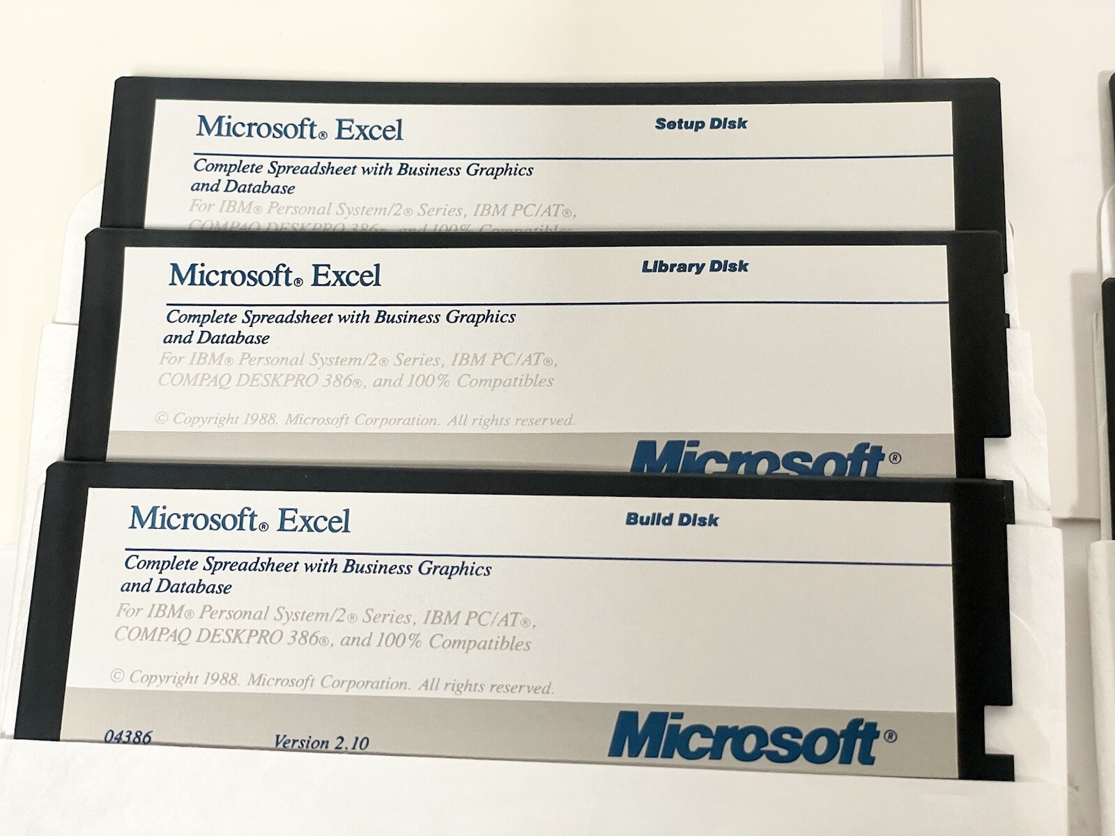 RARE Microsoft Excel Version 2.10 for IBM Personal System/2 + Inserts