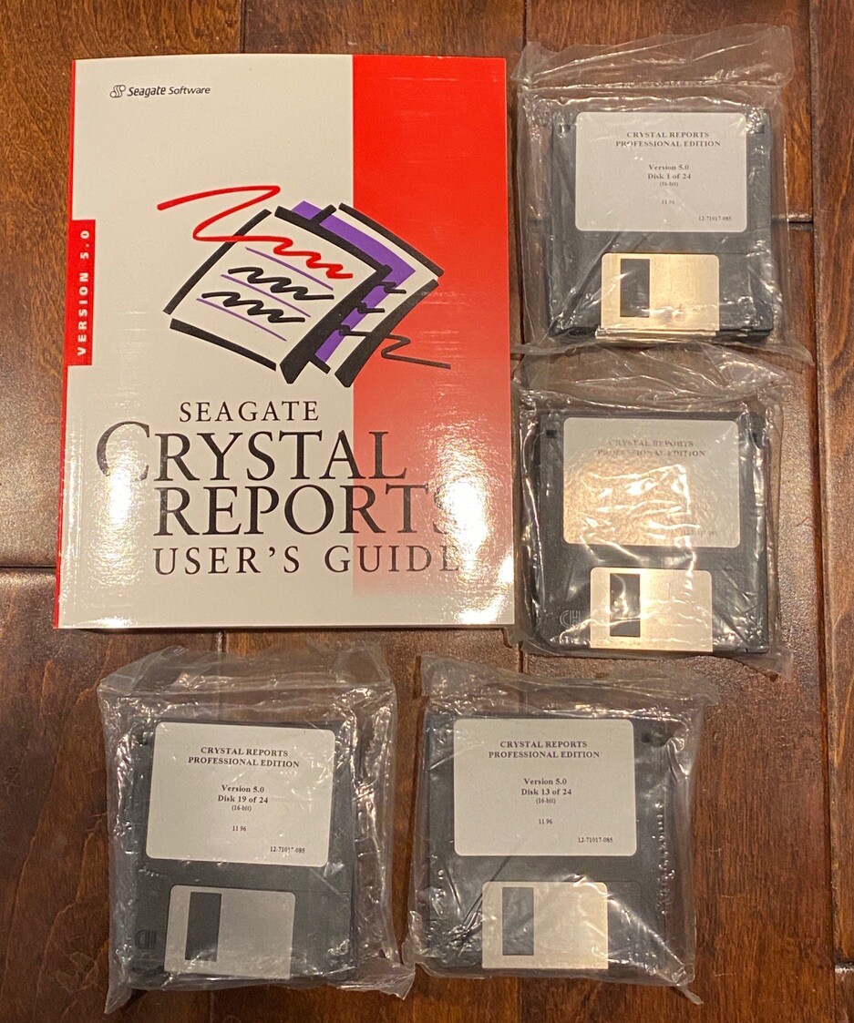 SEAGATE CRYSTAL REPORTS PROFESSIONAL 5.0 PC SQL DATABASES 16Bit 3.5″ DISKS B4509
