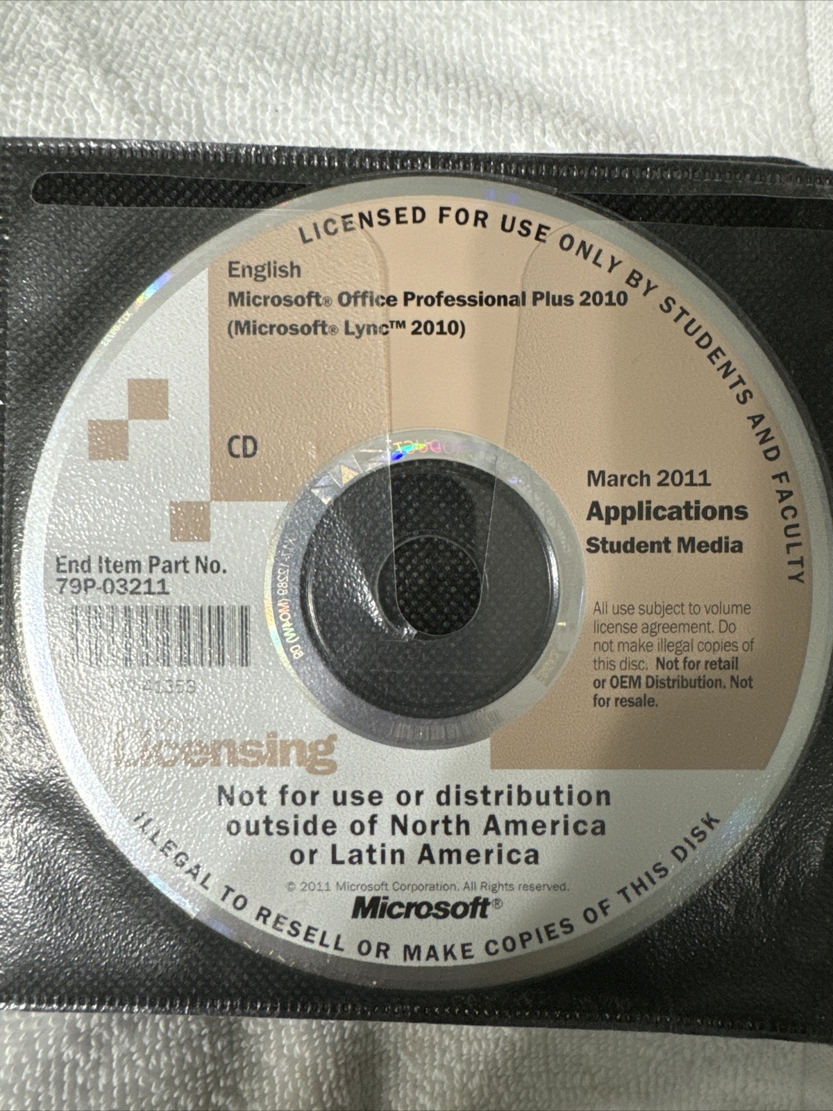 Microsoft March 2011 Applications Student Media Disc