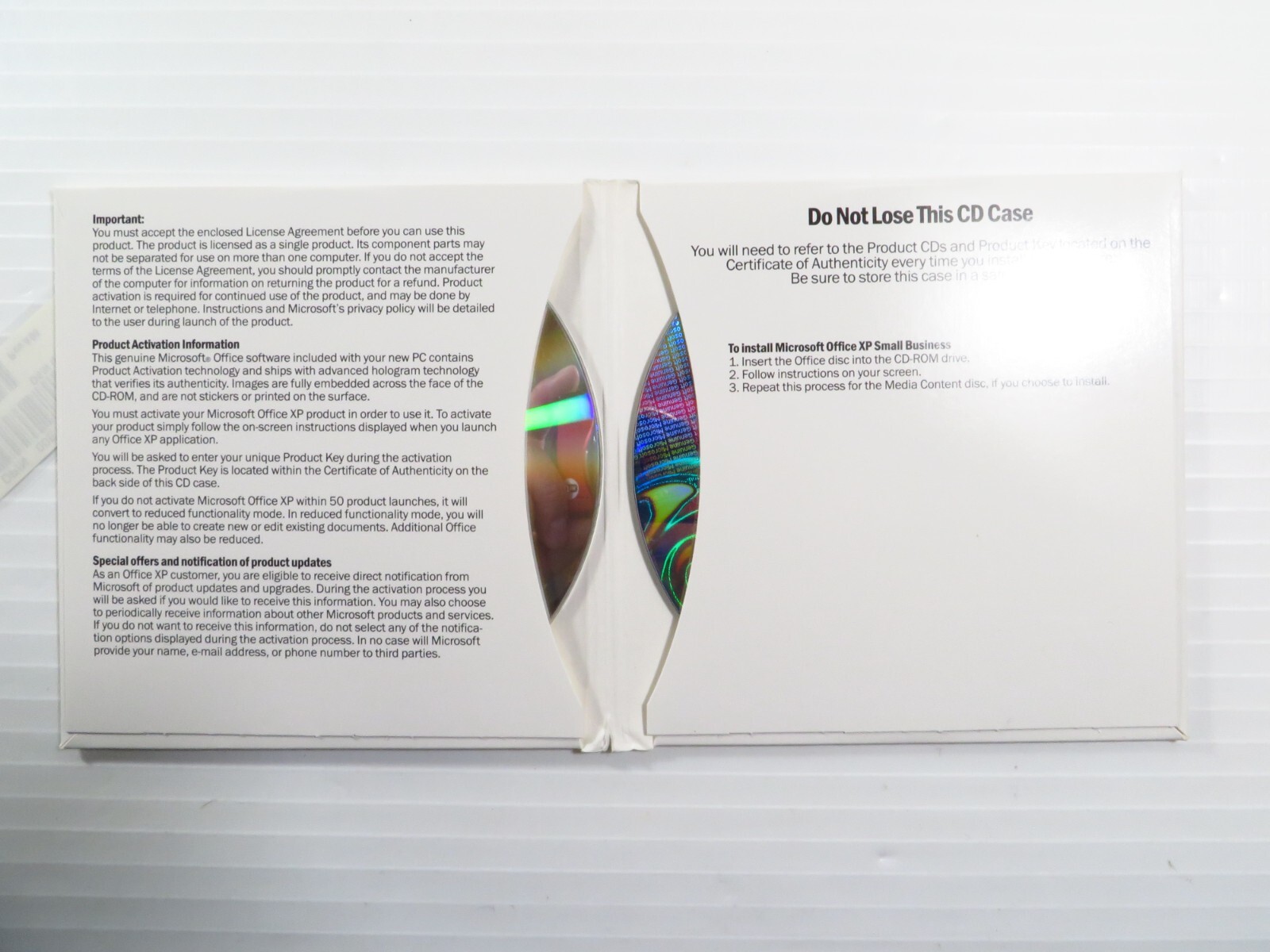 Dell Microsoft Office XP Small Business SBE Version 2002 Two Discs w Product Key