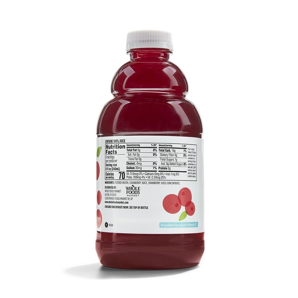 365 by Whole Foods Market, 100% Cranberry Juice, 32 Fl Oz 32 (Pack of 1)