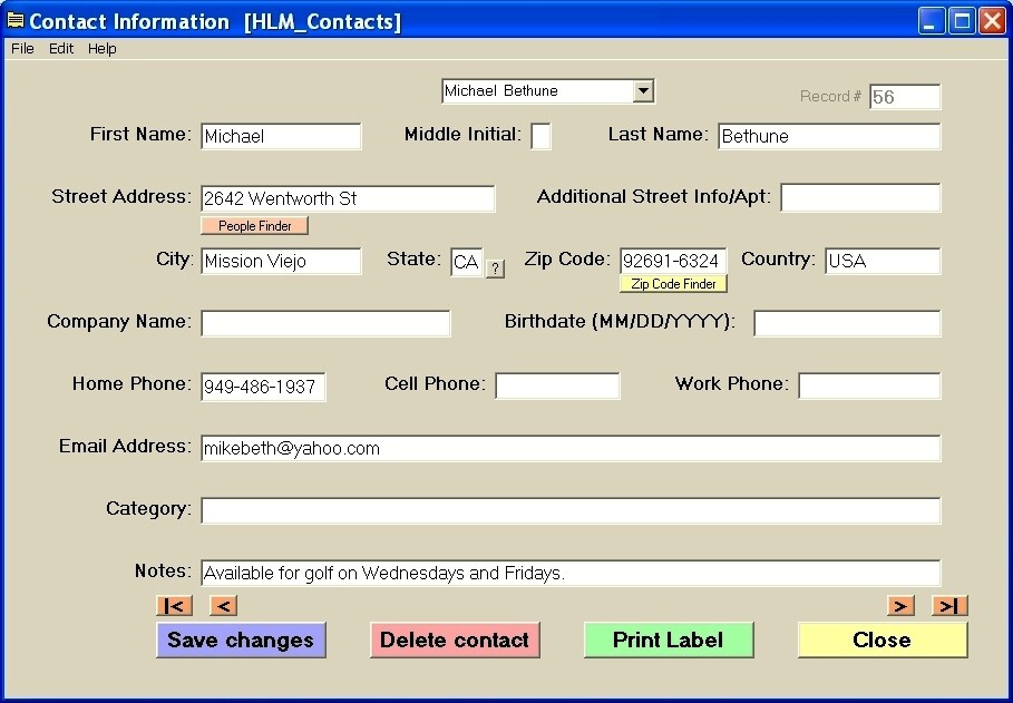 Software prints mailing labels. Home/Office Mass mailing, mail list Address book