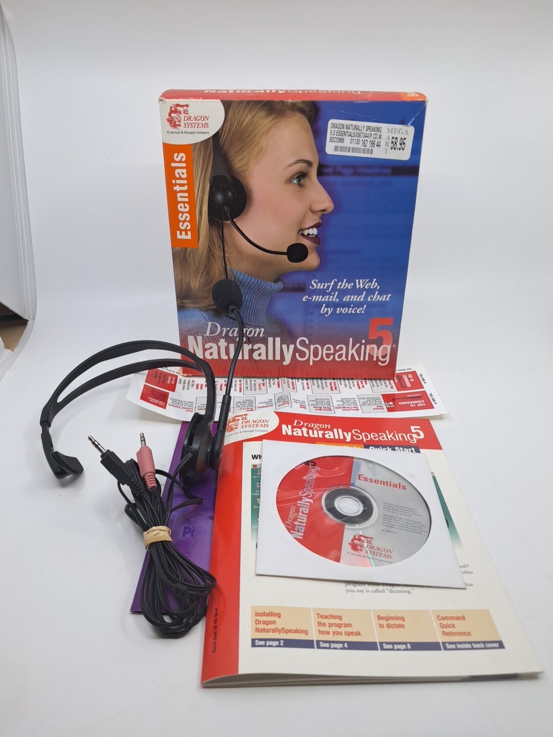 Dragon Naturally Speaking 5 Point & Speak W/ Microphone Headset W/ KEY Complete