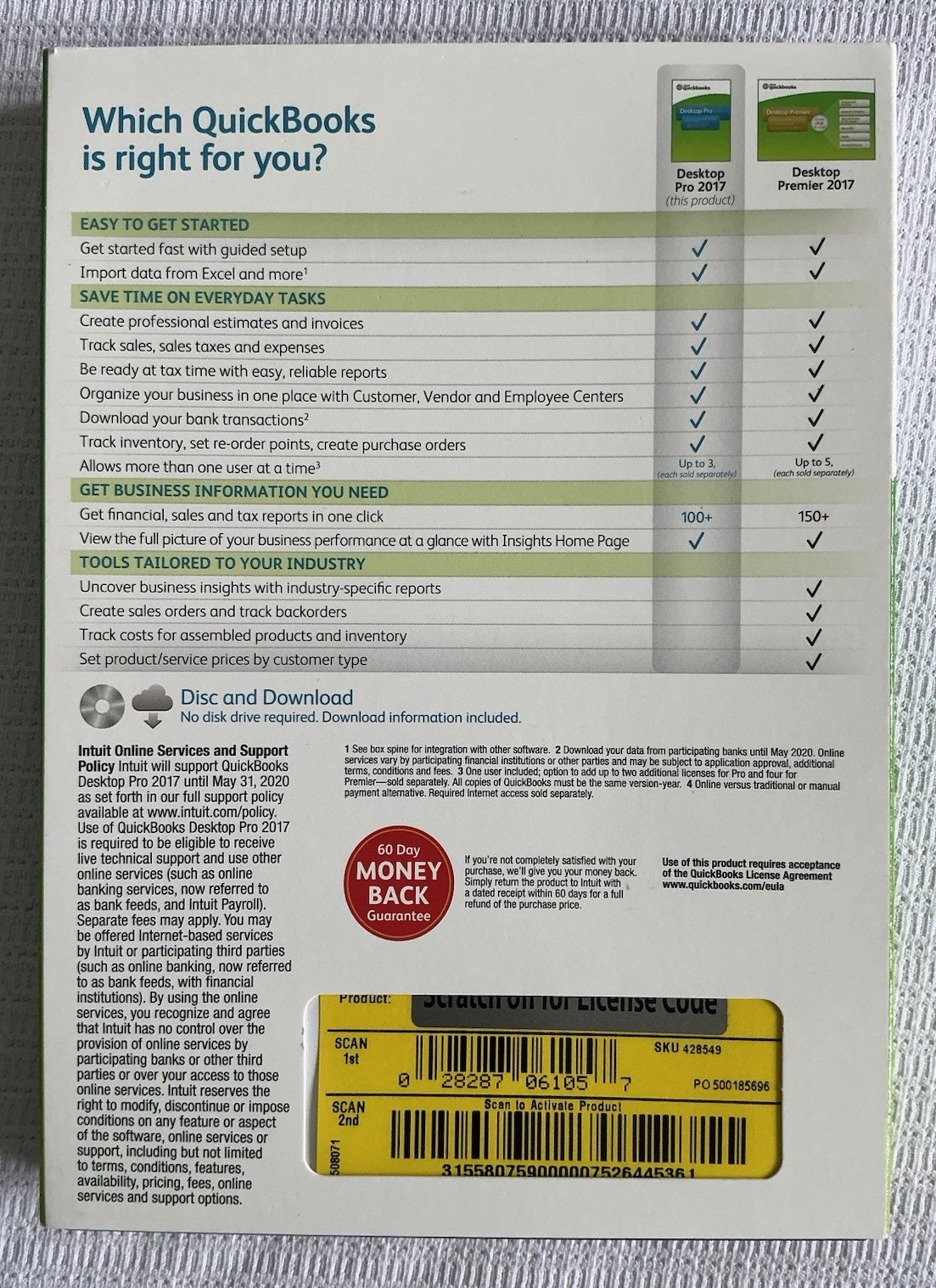Intuit QuickBooks Desktop Pro 2017 Retail Accounting UNSCRATCHED LICENSE CODE