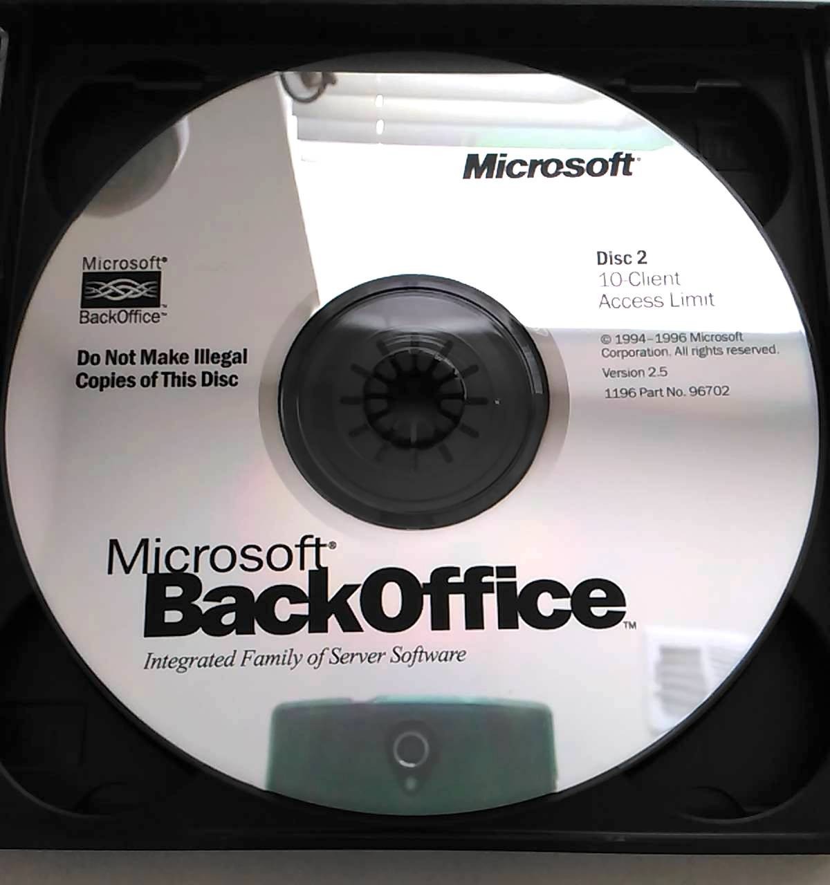 Microsoft BackOffice Version 2.5 Full Version w/ 10 Client Access