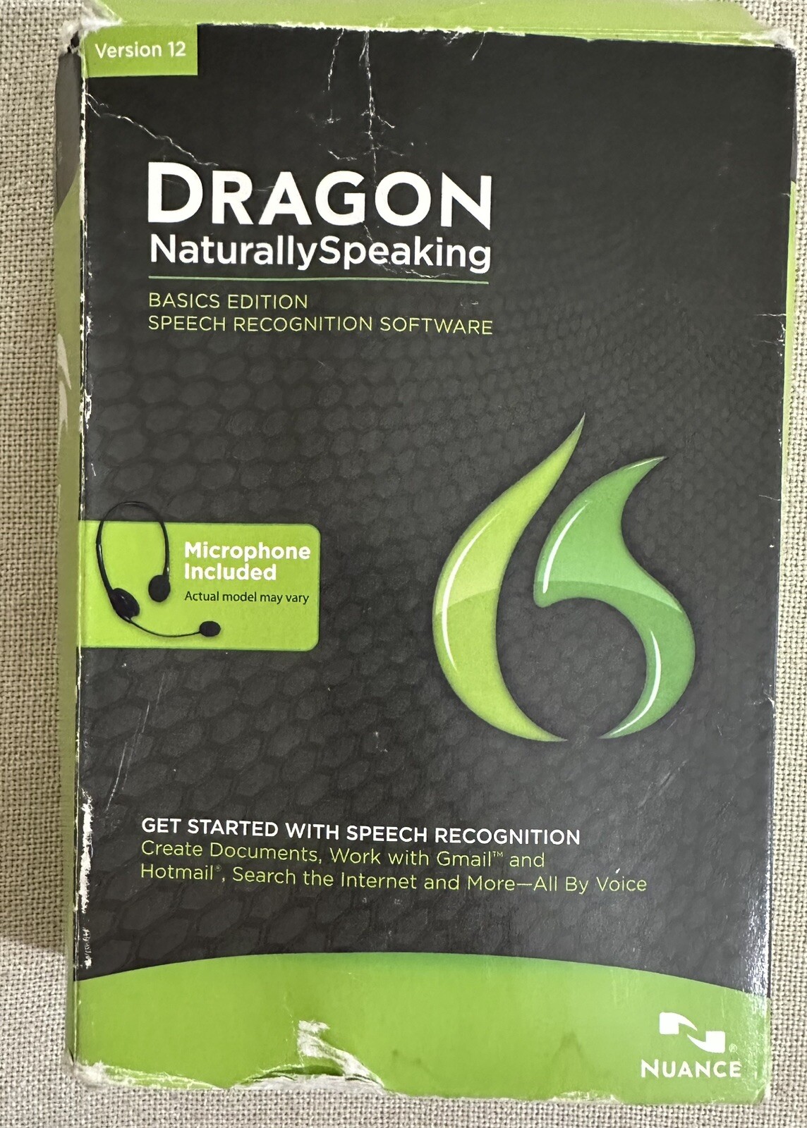 Nuance Dragon Naturally Speaking Basics – Version 12 (DVD, 2013 1-Disc) Open Box