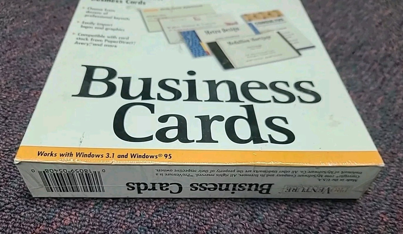 ProVenture Business Cards Design Print CD Software Windows 3.1/Windows 95