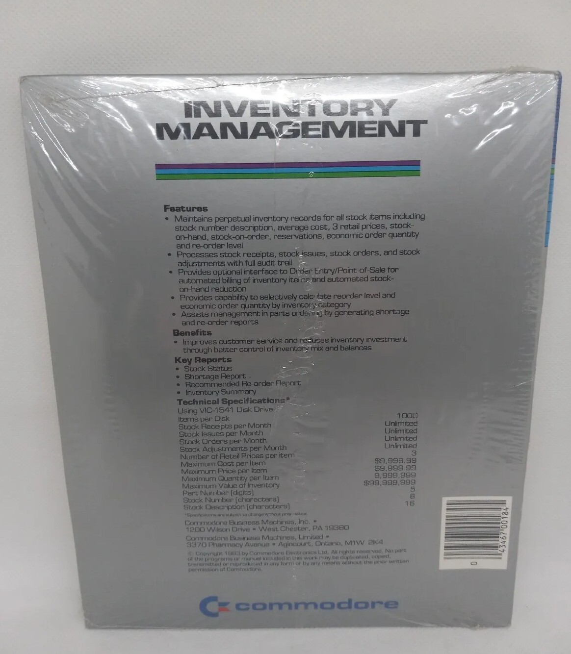 Commodore 64 – Inventory Management Vintage 1983 Software Brand New & Sealed