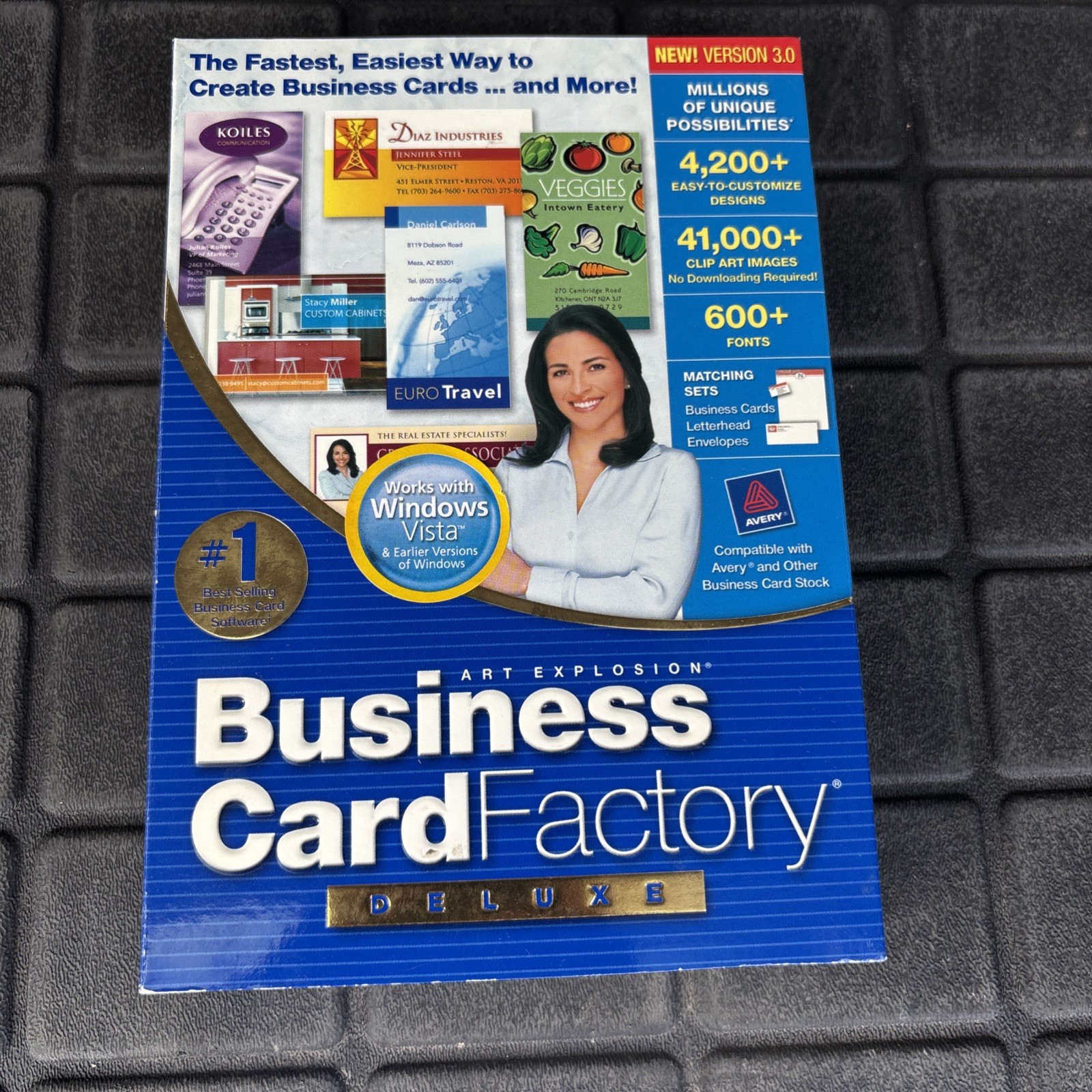 Business Card Factory Deluxe 3.0 w Manual and Both CD-ROMs Very Good Shape! 1999
