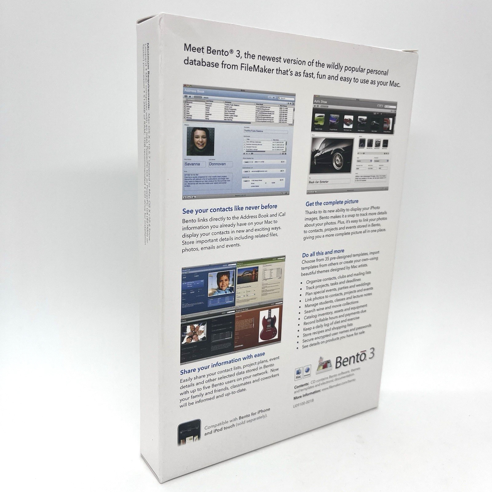 Bento 3 by FileMaker Family Pack Mac Retail Box CD w Serial Keys – TW346LL/A