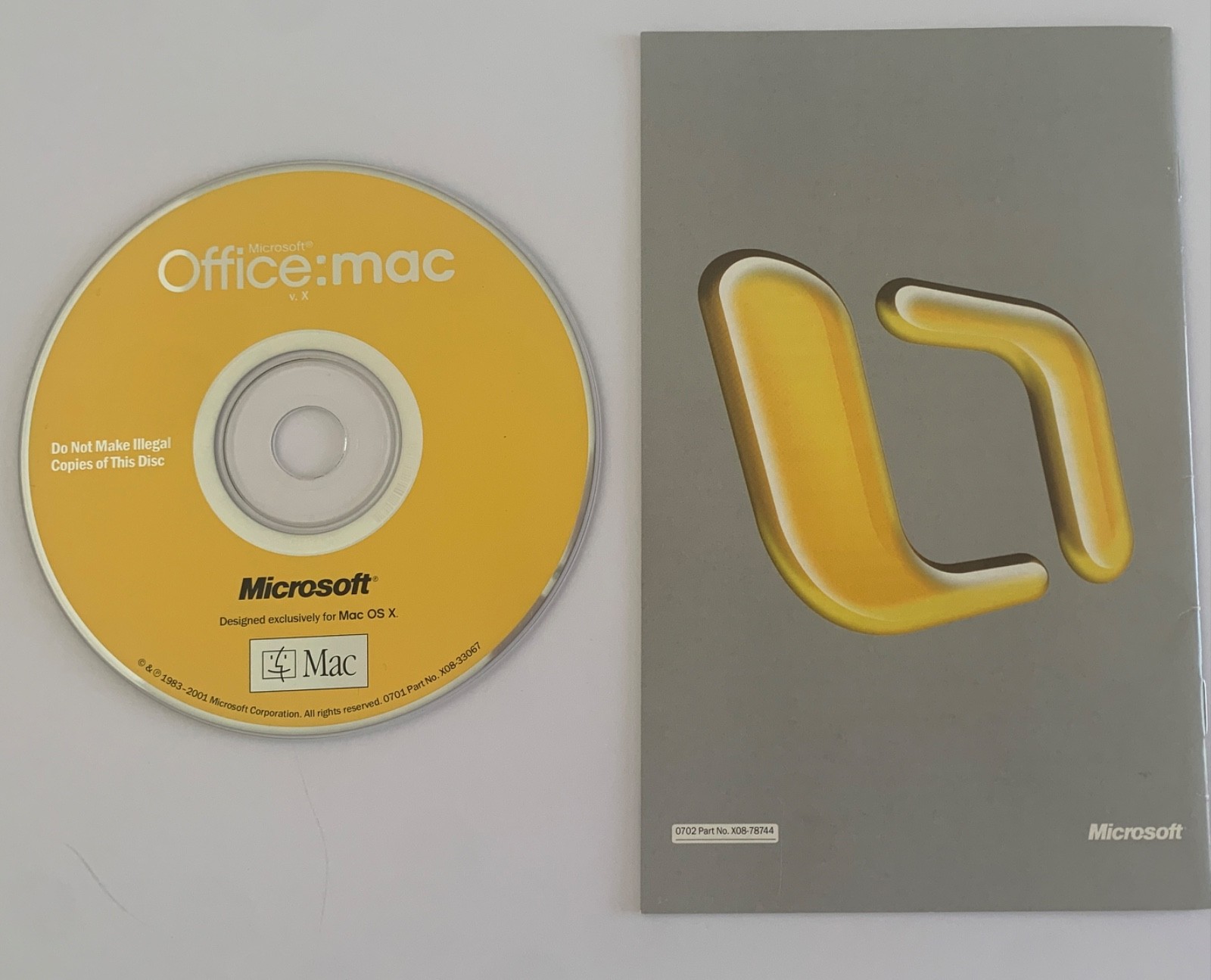 Office Mac OS X Software Disc CD 2001 w Serial Number License
