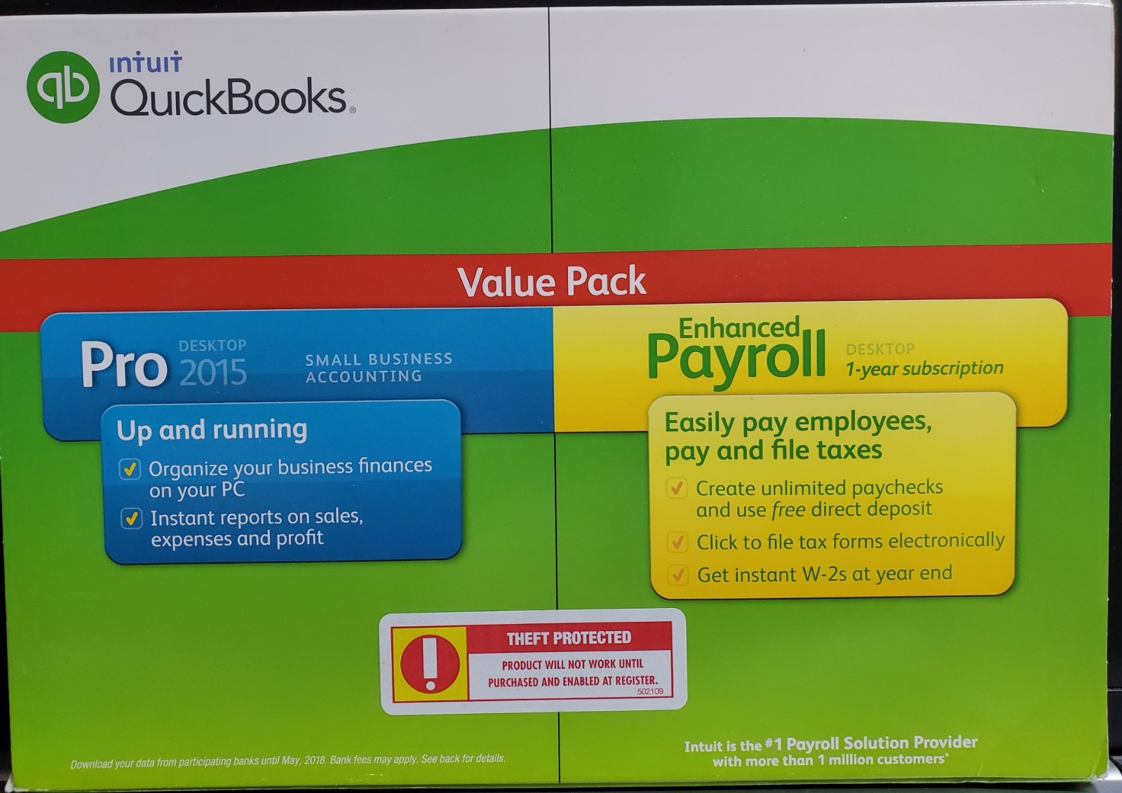QuickBooks 2015 Desktop Pro Windows Accounting + Enhanced Payroll- SEALED