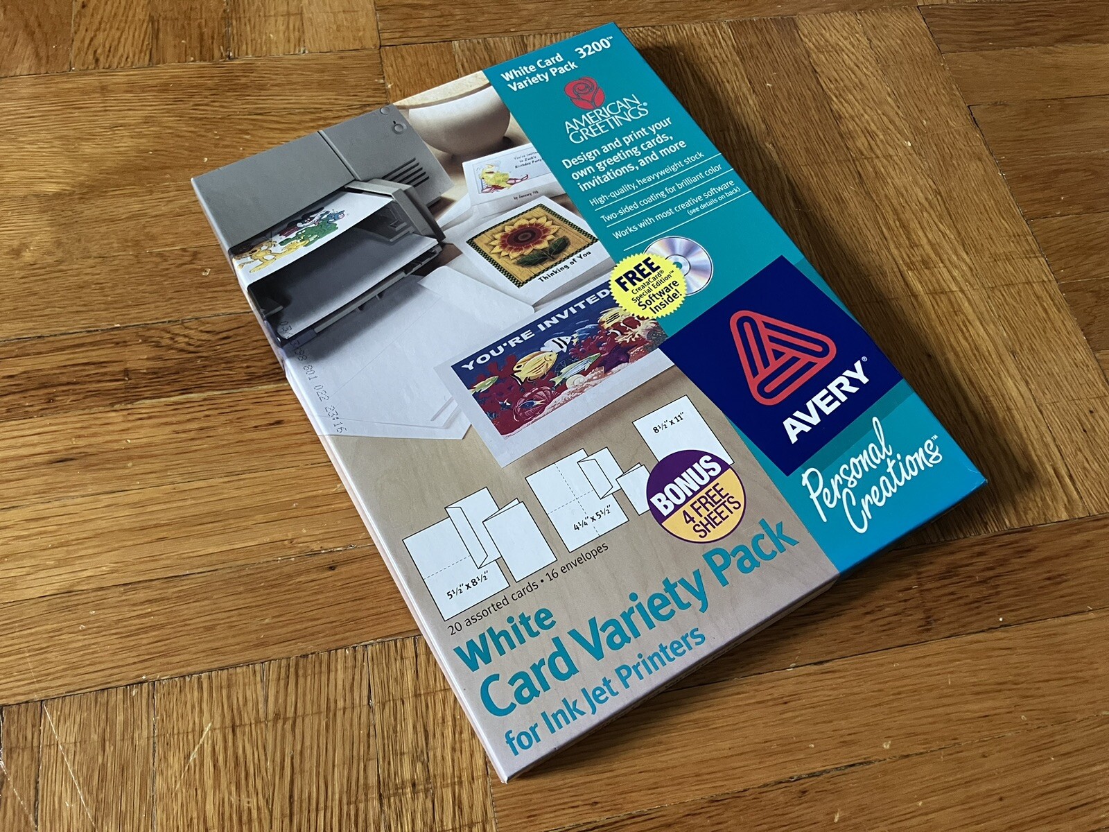 Avery White Card Variety Pack printable cards and Creatacard software Windows 95