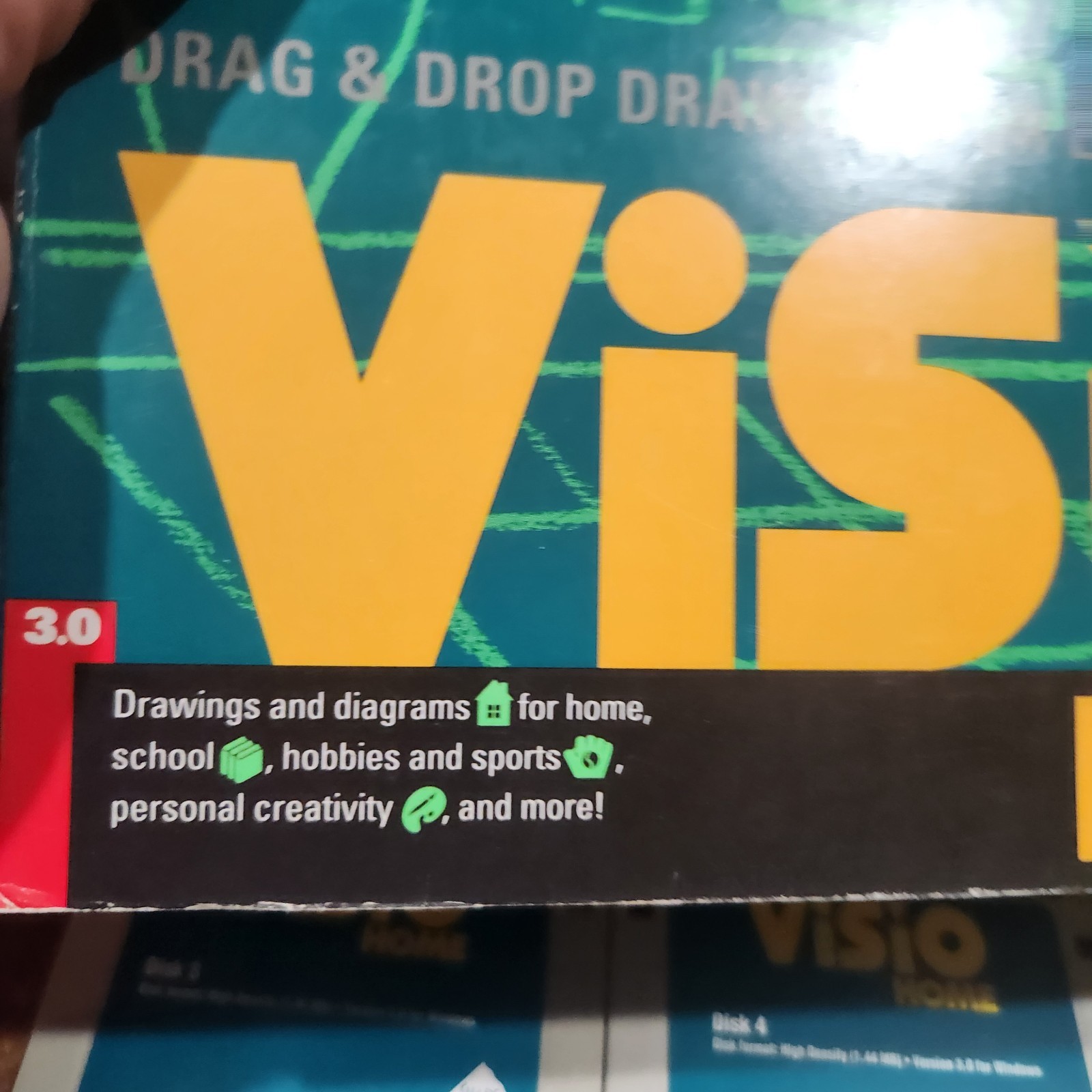 Vintage 1994 Visio Home 3.0 Windows Shape Ware Drag & Drop Drawing Software