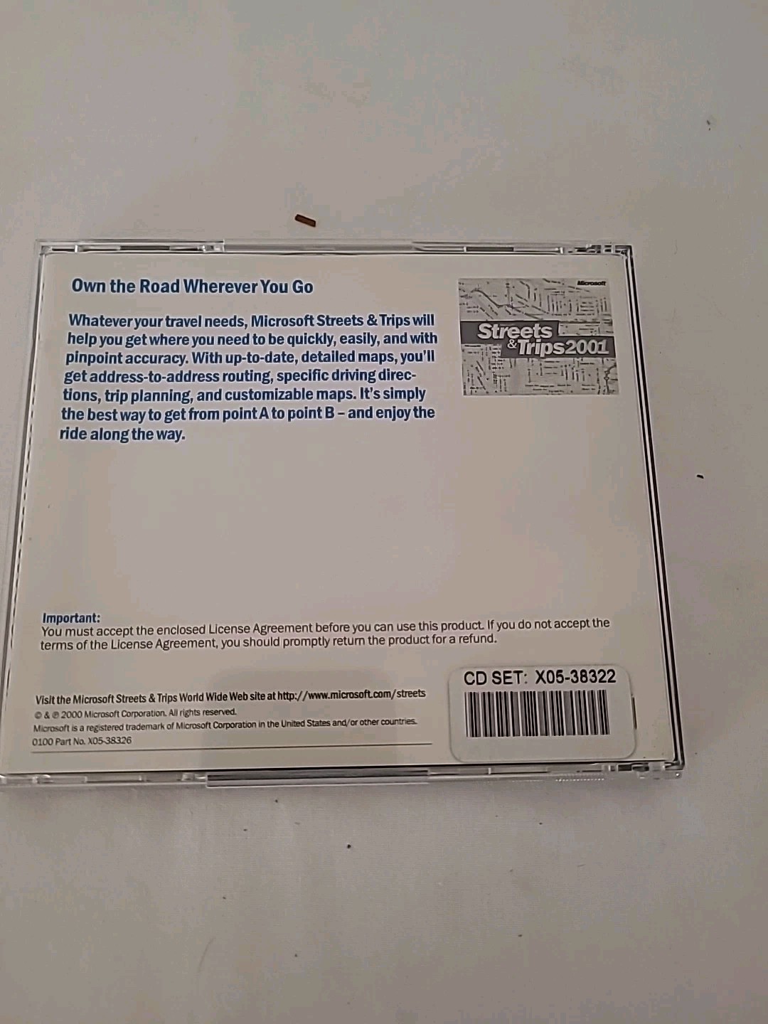 Vintage Microsoft Streets & Trips 2001 2002 CD PC Software Program