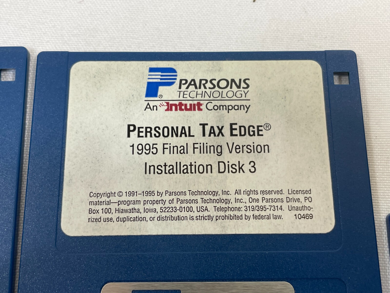 Vintage 1995 Parsons Technology Software State & Personal Tax Edge 3.5″ Floppy 7
