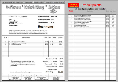 Invoice Program ERP Sales Control Data Transfer Product Range