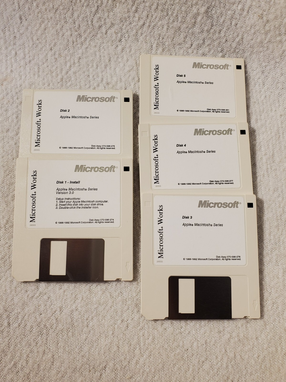 Vtg 1992 Microsoft Works 3.0 Macintosh Computer Software 3.5″ Floppy Diskettes