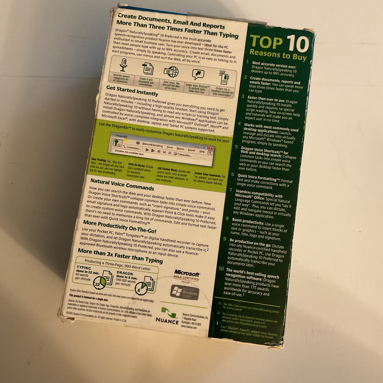 Dragon NaturallySpeaking 10 Preferred Speech Recognition Software w/Headset Q93