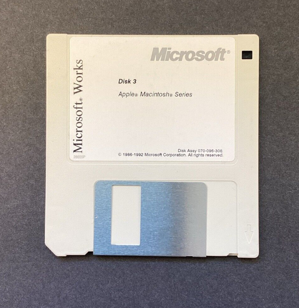 Vtg 1992 Microsoft Works 3.0 Macintosh Computer Software 3.5″ Floppy Diskettes