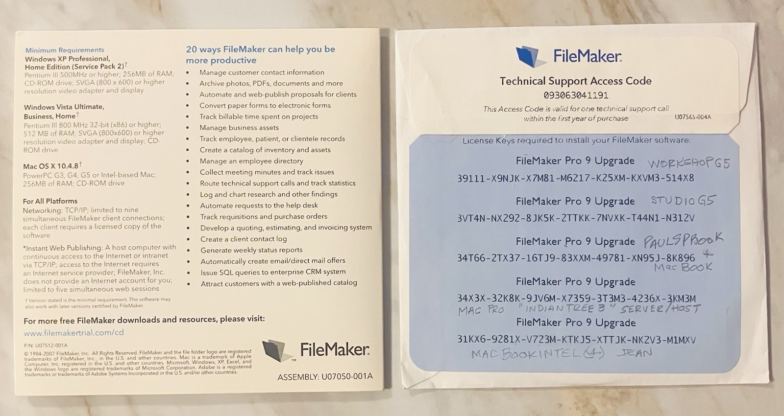 FileMaker Pro 9 Upgrade 5-User License 2-Disc Box Set Mac Windows Database