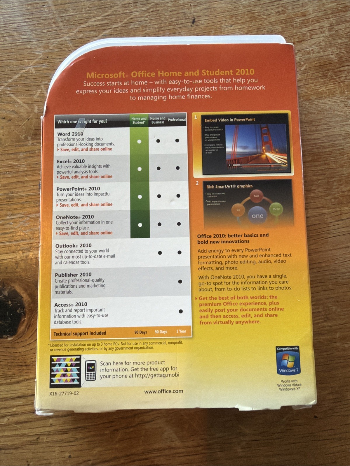 Microsoft Office Home & Student 2010 Software for Windows w/ Product Key Used