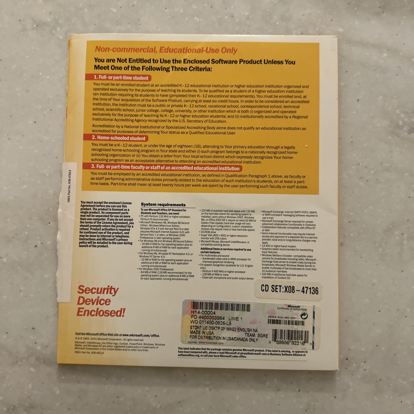 Microsoft Office XP Standard 2002 • Student & Teacher Edition • Product Key Incl
