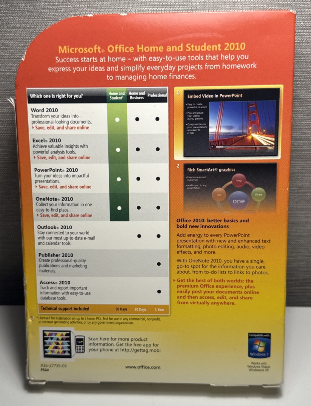 Microsoft Office Home & Student 2010 -Windows (3 Devices) – DVD With Product Key