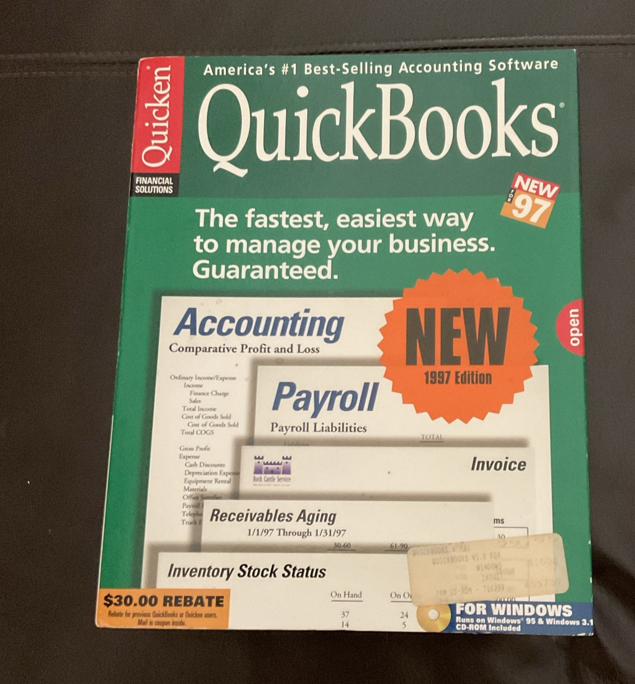 Quickbooks Version 5.0 for Windows Early QB Vintage with CD & FD’s