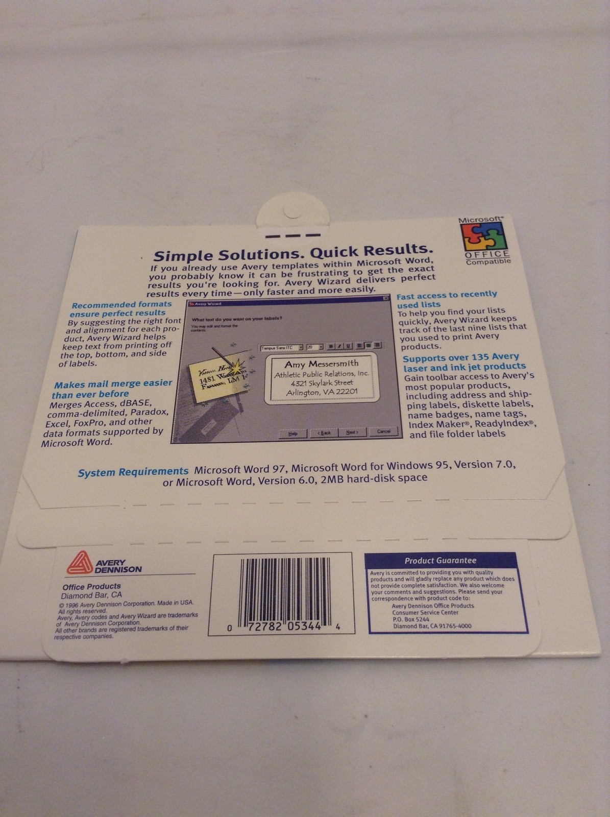 Brand New Sealed Avery Wizard 5344 For Microsoft Word… NOS Windows 95