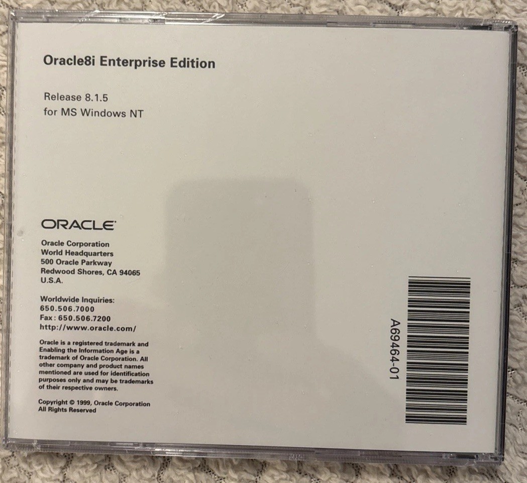 ORACLE8i ENTERPRISE EDITION VERSION 8.1.5 NEW KIT F50150-01 WINDOWS NT May 1999