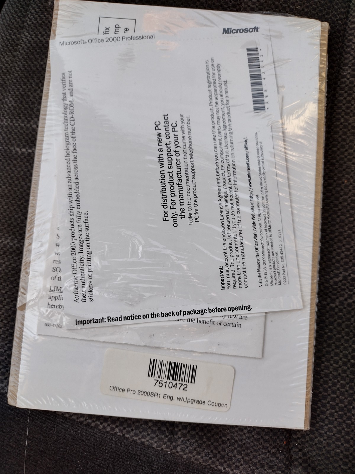 Microsoft Word 2000 Product Key New Factory Sealed