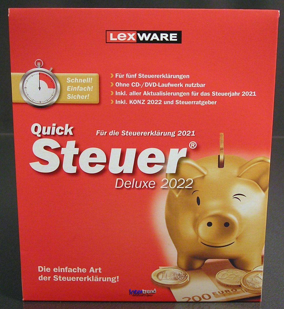 Lexware QuickSteuer Deluxe 2022 Vollversion Box, CD Handbuch Steuerjahr 2021 NEU