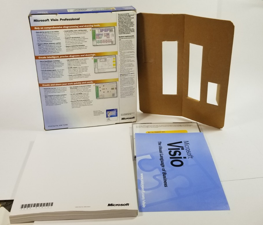 Microsoft Visio Professional Version 2002 Vintage Big Box Software PC Windows
