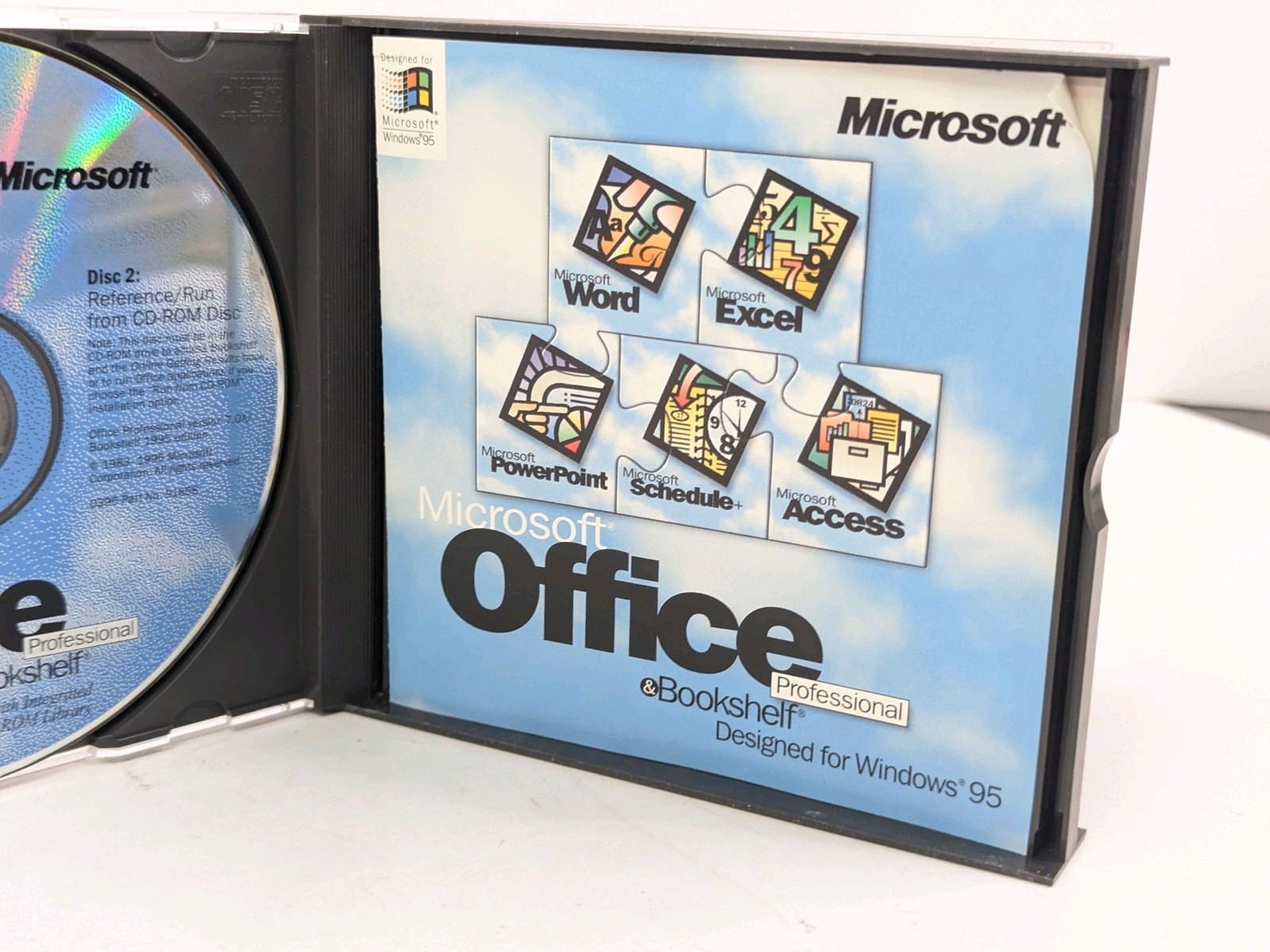 Microsoft Office Bookshelf Professional 2 CD ROM (PC, 1995) w/Product Key