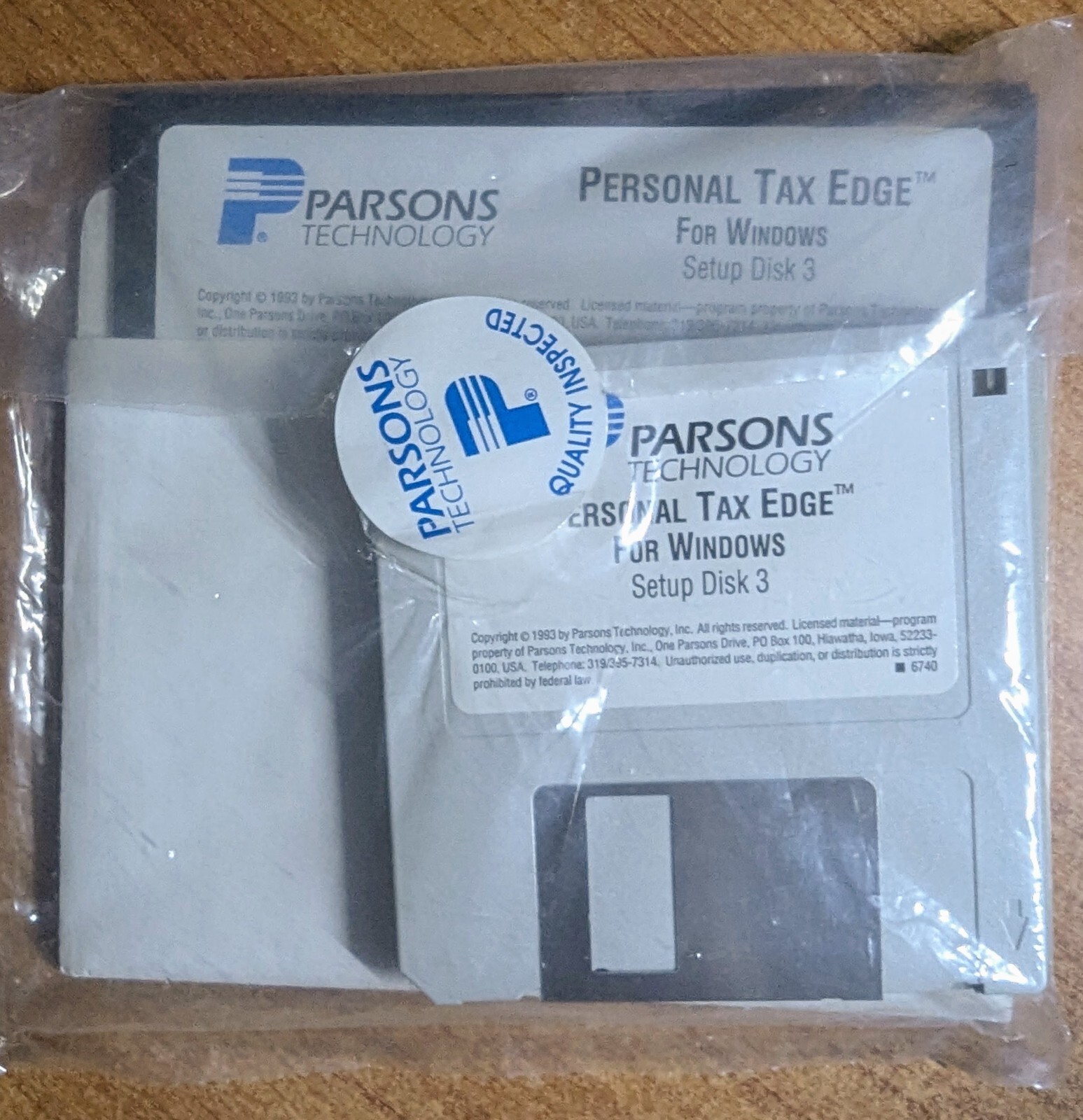 Vintage Parsons Technology Personal Tax Edge – 1993 on 3.5″ & 5.25″ Floppy Disks